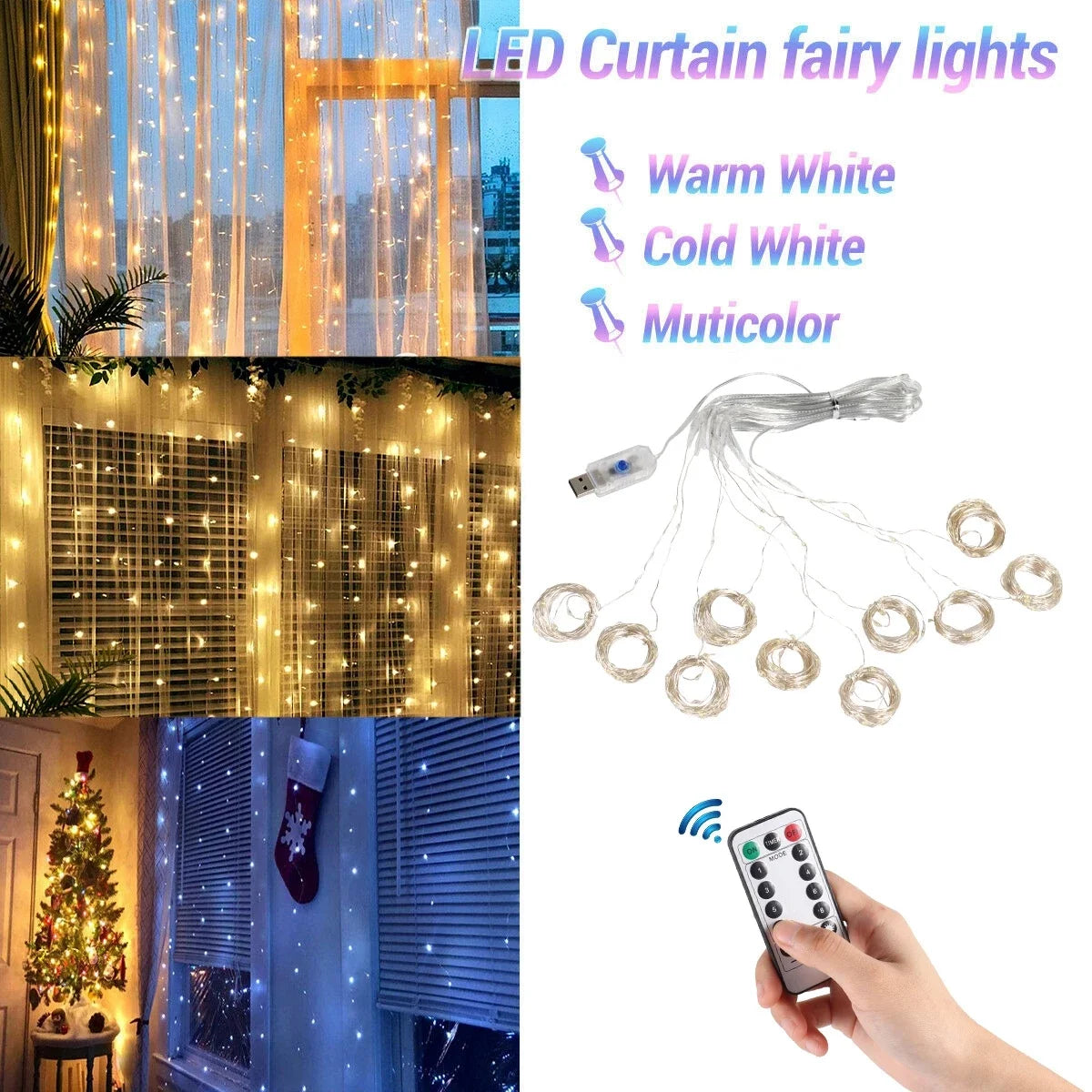 Sparkle Fest LED Christmas Curtain Lights